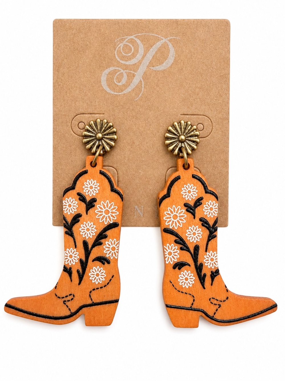 Floral Cowboy Boot Earrings | Western Dangle Statement Earrings | Plunder NEW